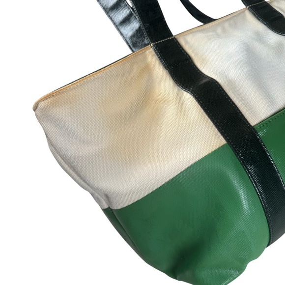 Tory‎ Burch Dipped Canvas Beach Tote Bag Green - Picture 10 of 14